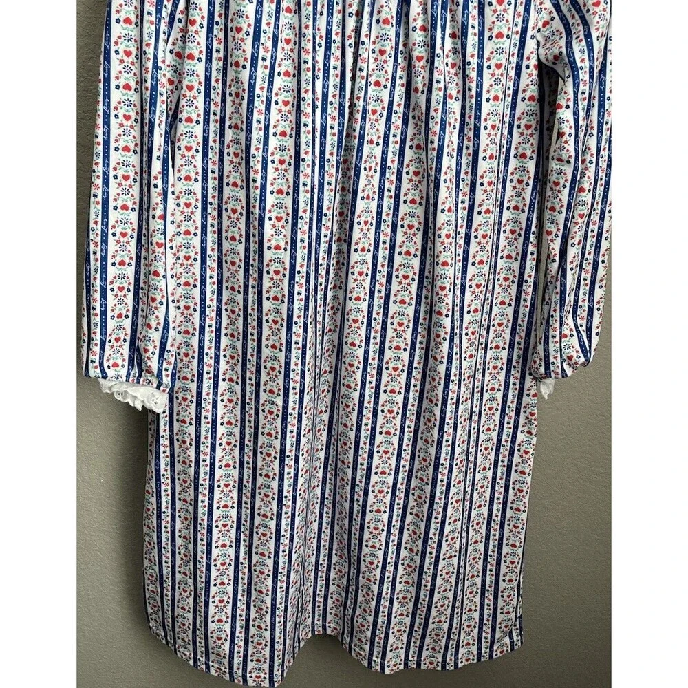 Nice! Lanz of Salzburg Girls XL 14/16 Nightgown Blue Red Floral/Heart Lace Trim